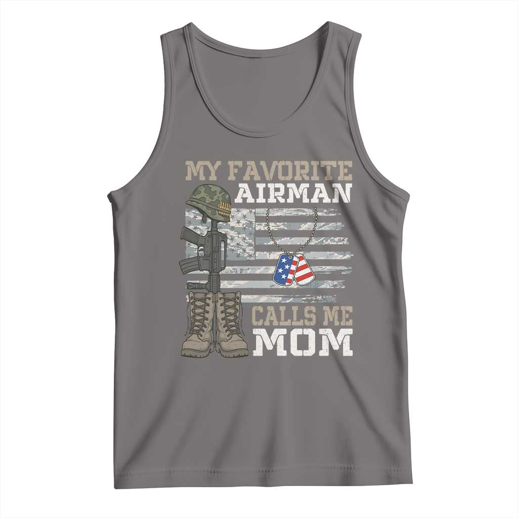 Proud Air Force Mom Tank Top My Favorite Airman Military Family Camo US Flag - Wonder Print Shop