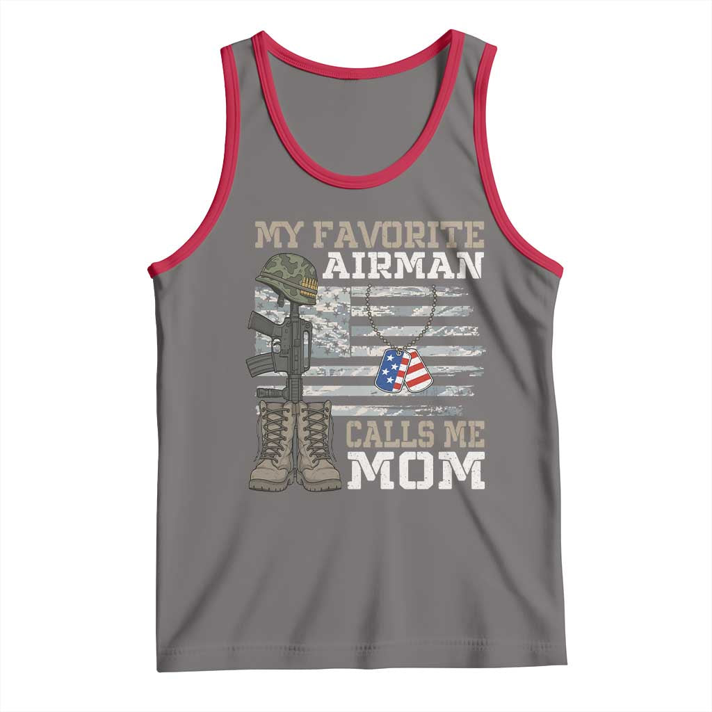 Proud Air Force Mom Tank Top My Favorite Airman Military Family Camo US Flag - Wonder Print Shop