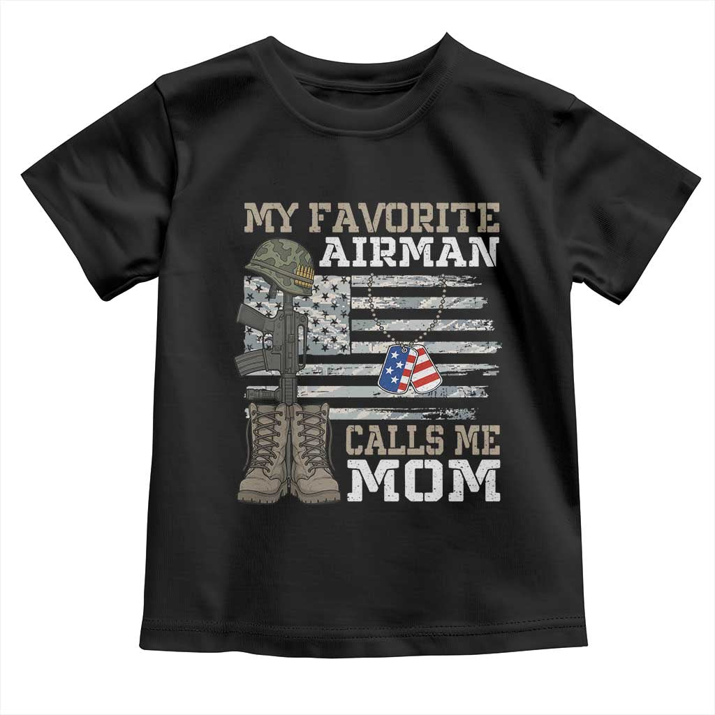 Proud Air Force Mom Toddler T Shirt My Favorite Airman Military Family Camo US Flag - Wonder Print Shop