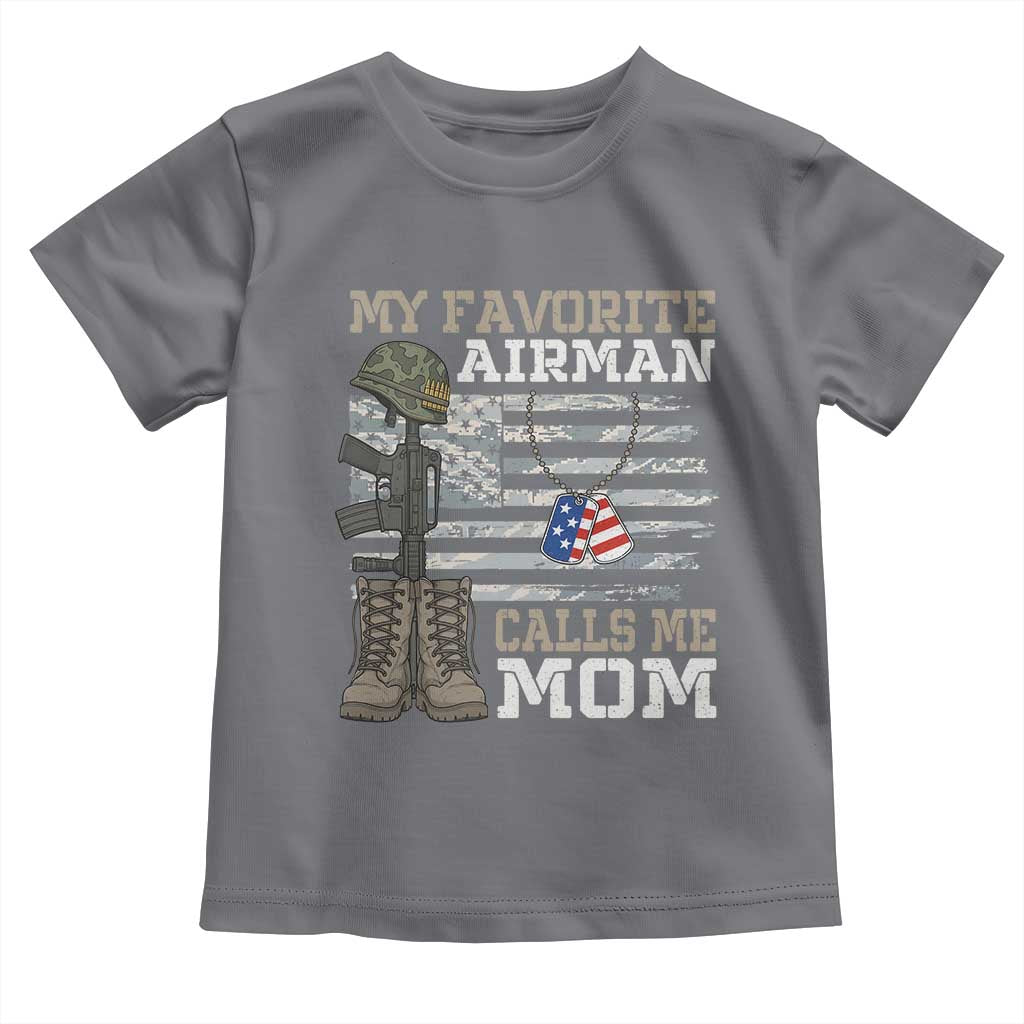 Proud Air Force Mom Toddler T Shirt My Favorite Airman Military Family Camo US Flag - Wonder Print Shop