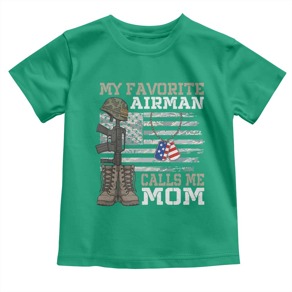 Proud Air Force Mom Toddler T Shirt My Favorite Airman Military Family Camo US Flag - Wonder Print Shop