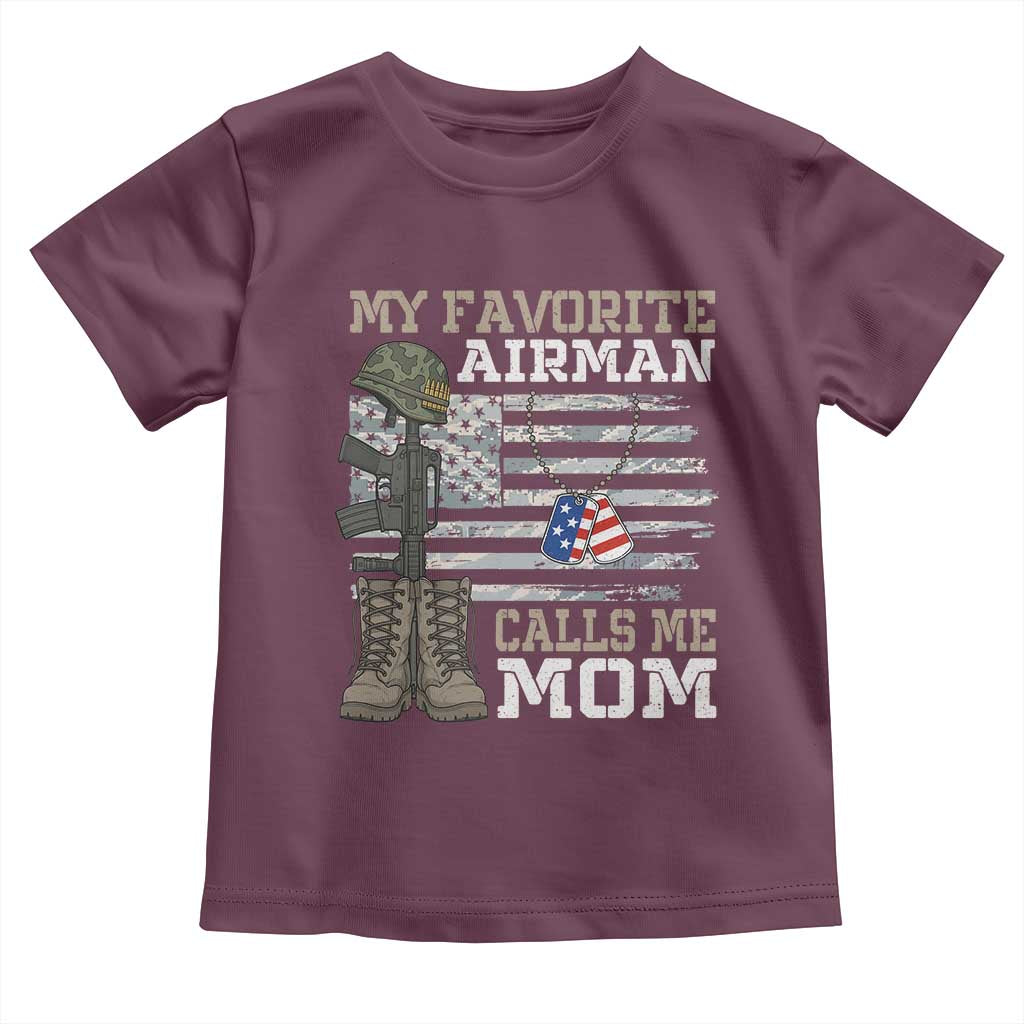 Proud Air Force Mom Toddler T Shirt My Favorite Airman Military Family Camo US Flag - Wonder Print Shop