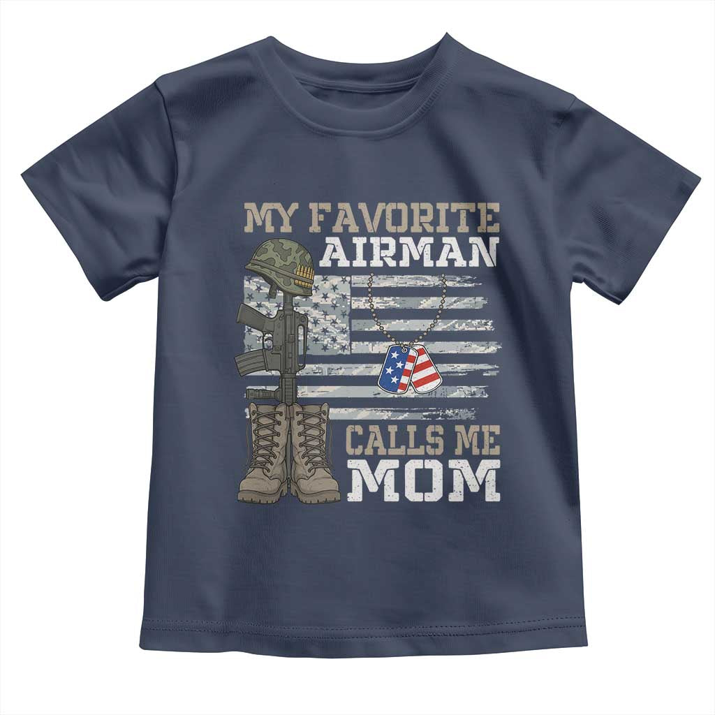Proud Air Force Mom Toddler T Shirt My Favorite Airman Military Family Camo US Flag - Wonder Print Shop