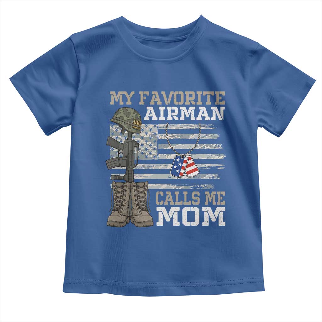 Proud Air Force Mom Toddler T Shirt My Favorite Airman Military Family Camo US Flag - Wonder Print Shop