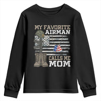 Proud Air Force Mom Youth Sweatshirt My Favorite Airman Military Family Camo US Flag - Wonder Print Shop