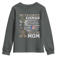 Proud Air Force Mom Youth Sweatshirt My Favorite Airman Military Family Camo US Flag - Wonder Print Shop