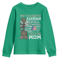Proud Air Force Mom Youth Sweatshirt My Favorite Airman Military Family Camo US Flag - Wonder Print Shop