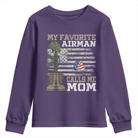 Proud Air Force Mom Youth Sweatshirt My Favorite Airman Military Family Camo US Flag - Wonder Print Shop