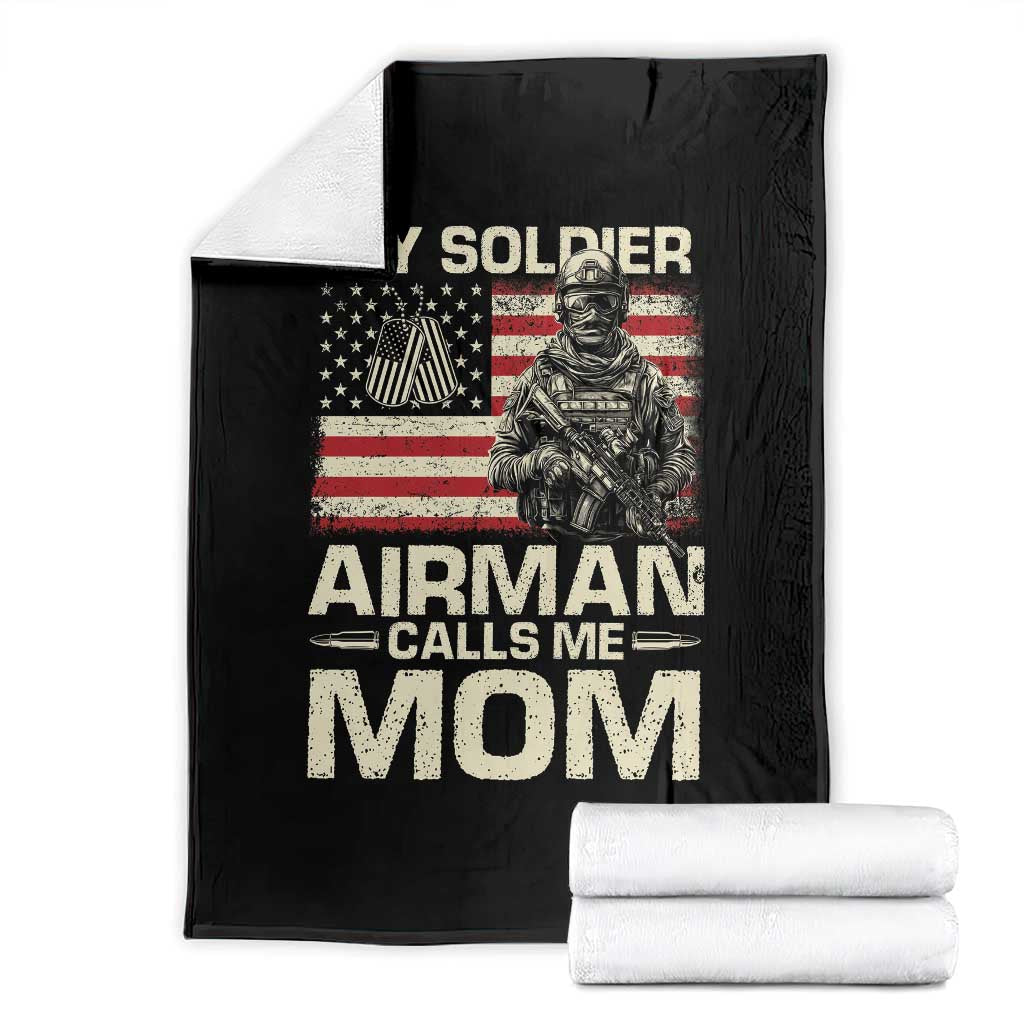 Proud Air Force Mom Throw Blanket My Soldier Airman Calls Me Mom US Flag - Wonder Print Shop