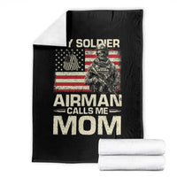 Proud Air Force Mom Throw Blanket My Soldier Airman Calls Me Mom US Flag - Wonder Print Shop