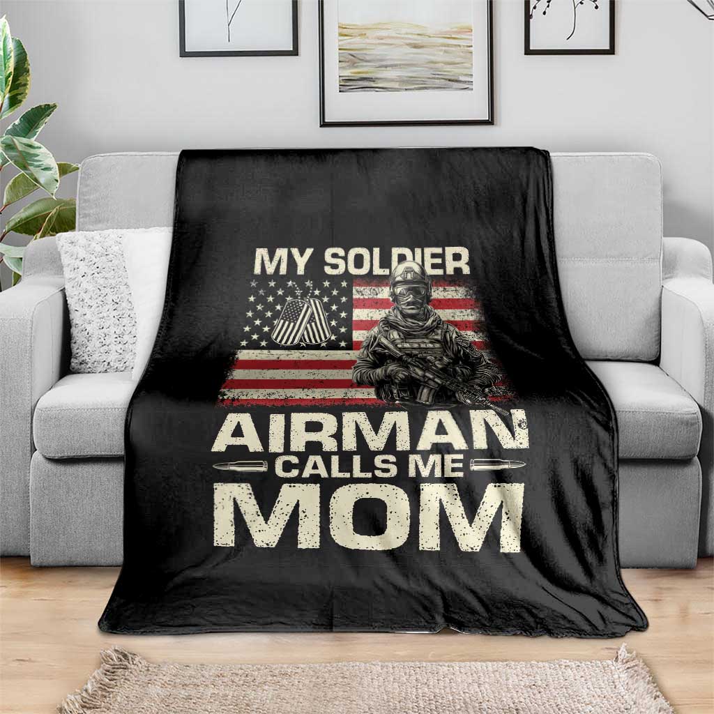 Proud Air Force Mom Throw Blanket My Soldier Airman Calls Me Mom US Flag - Wonder Print Shop