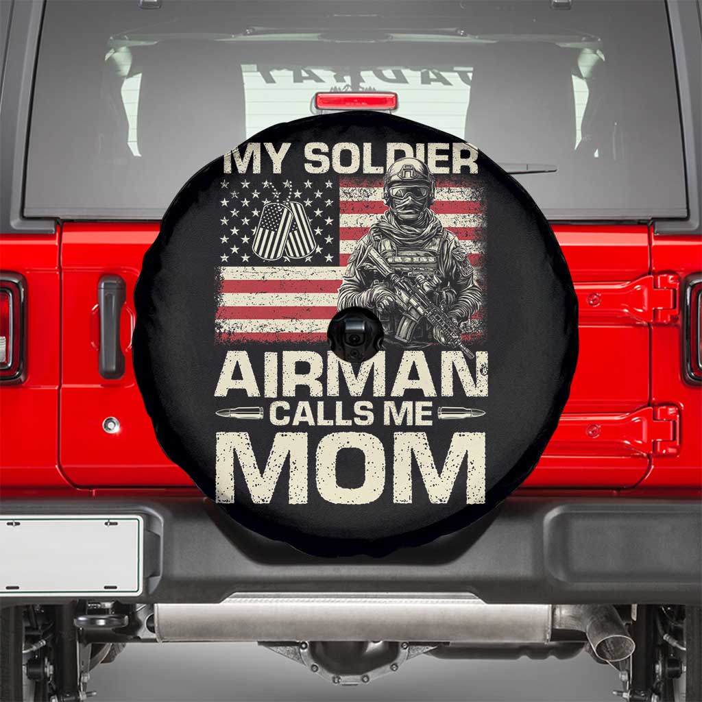 Proud Air Force Mom Spare Tire Cover My Soldier Airman Calls Me Mom US Flag - Wonder Print Shop