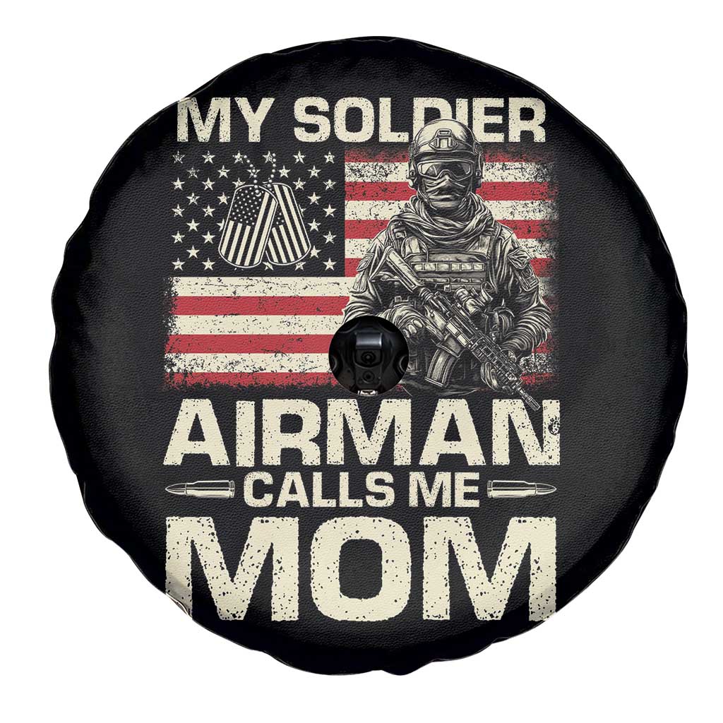 Proud Air Force Mom Spare Tire Cover My Soldier Airman Calls Me Mom US Flag - Wonder Print Shop