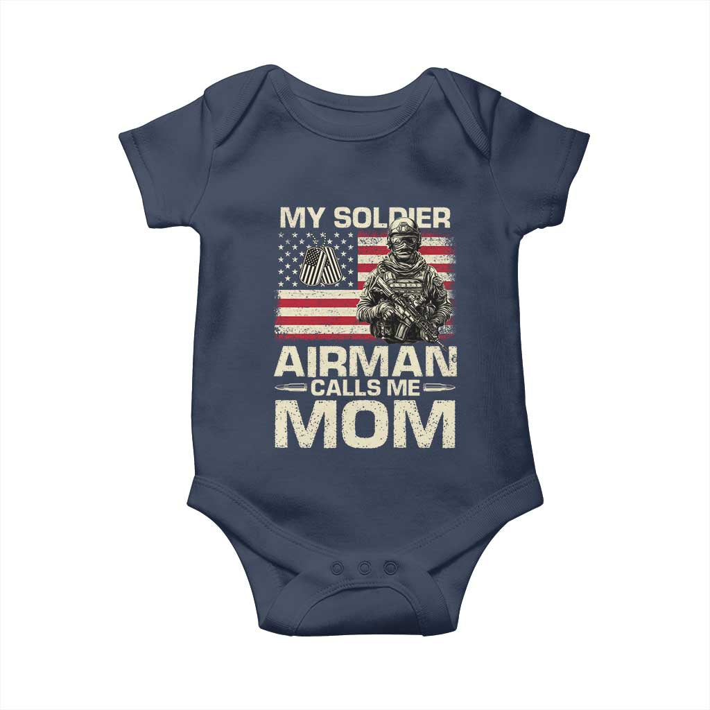 Proud Air Force Mom Baby Onesie My Soldier Airman Calls Me Mom US Flag - Wonder Print Shop