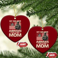 Proud Air Force Mom Ceramic Ornament My Soldier Airman Calls Me Mom US Flag - Wonder Print Shop