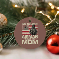 Proud Air Force Mom Ceramic Ornament My Soldier Airman Calls Me Mom US Flag - Wonder Print Shop