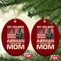 Proud Air Force Mom Ceramic Ornament My Soldier Airman Calls Me Mom US Flag - Wonder Print Shop