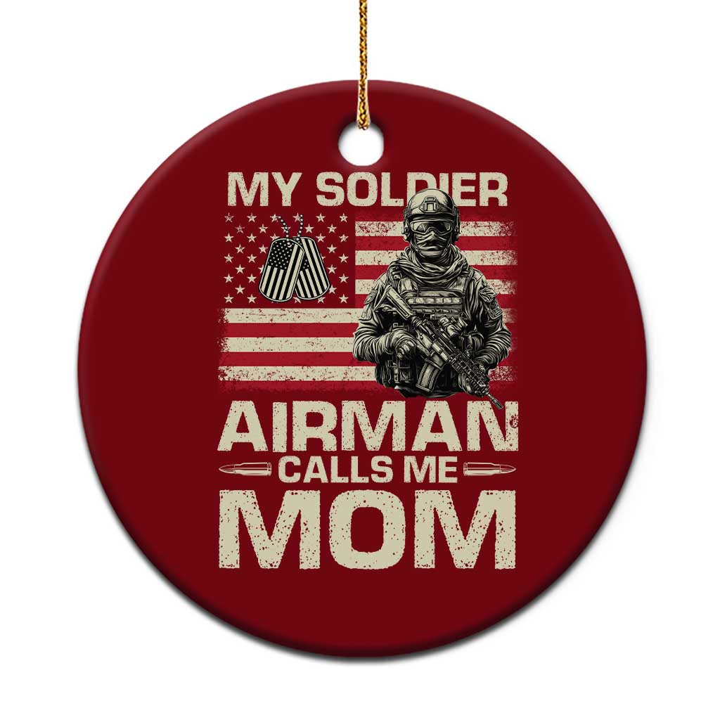 Proud Air Force Mom Ceramic Ornament My Soldier Airman Calls Me Mom US Flag - Wonder Print Shop
