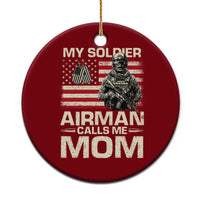 Proud Air Force Mom Ceramic Ornament My Soldier Airman Calls Me Mom US Flag - Wonder Print Shop