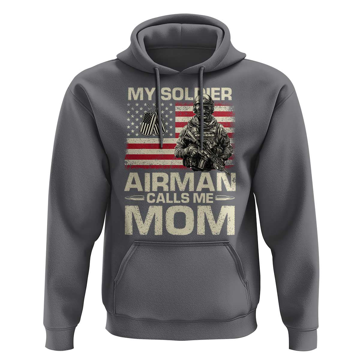 Proud Air Force Mom Hoodie My Soldier Airman Calls Me Mom US Flag - Wonder Print Shop