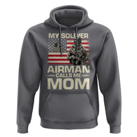 Proud Air Force Mom Hoodie My Soldier Airman Calls Me Mom US Flag - Wonder Print Shop