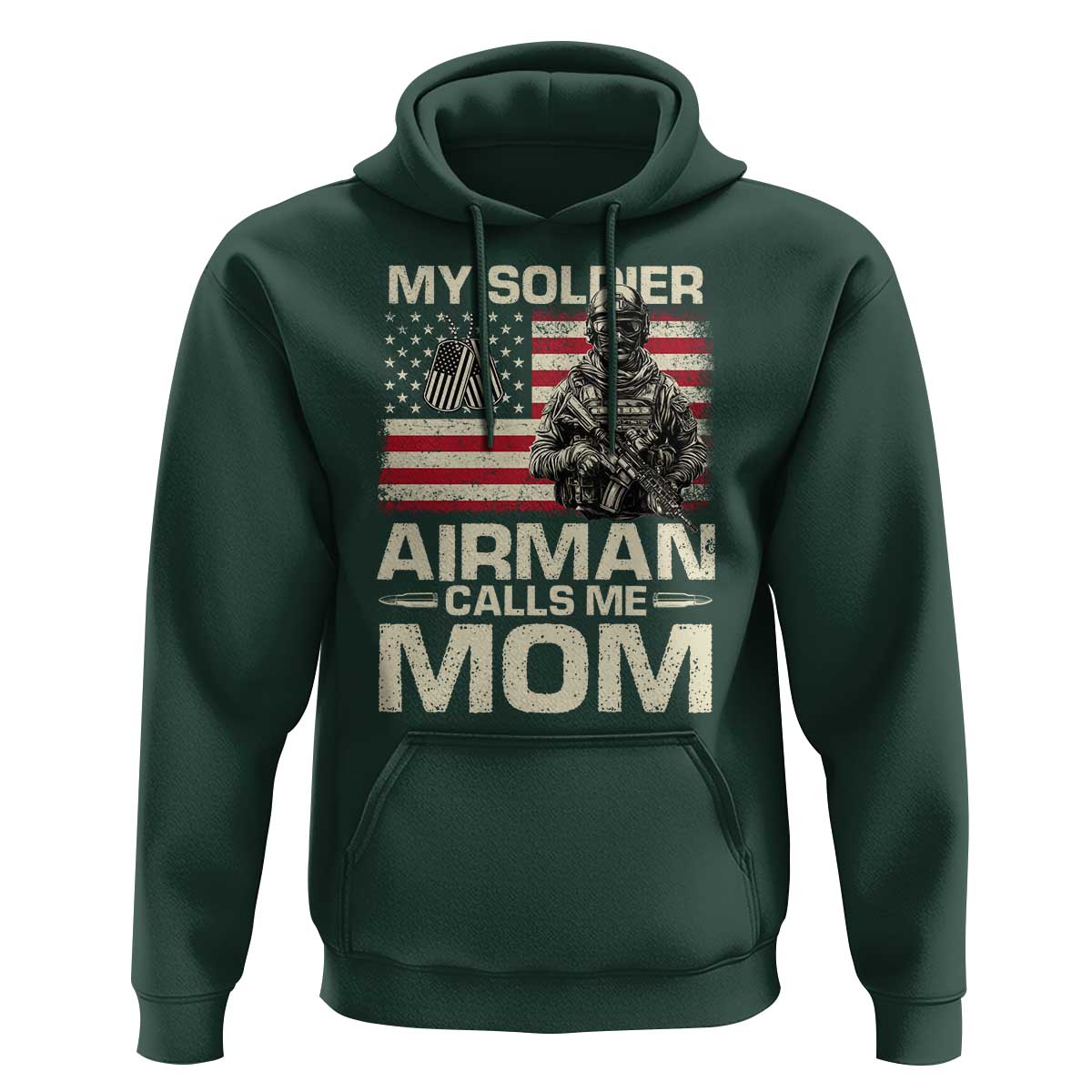 Proud Air Force Mom Hoodie My Soldier Airman Calls Me Mom US Flag - Wonder Print Shop