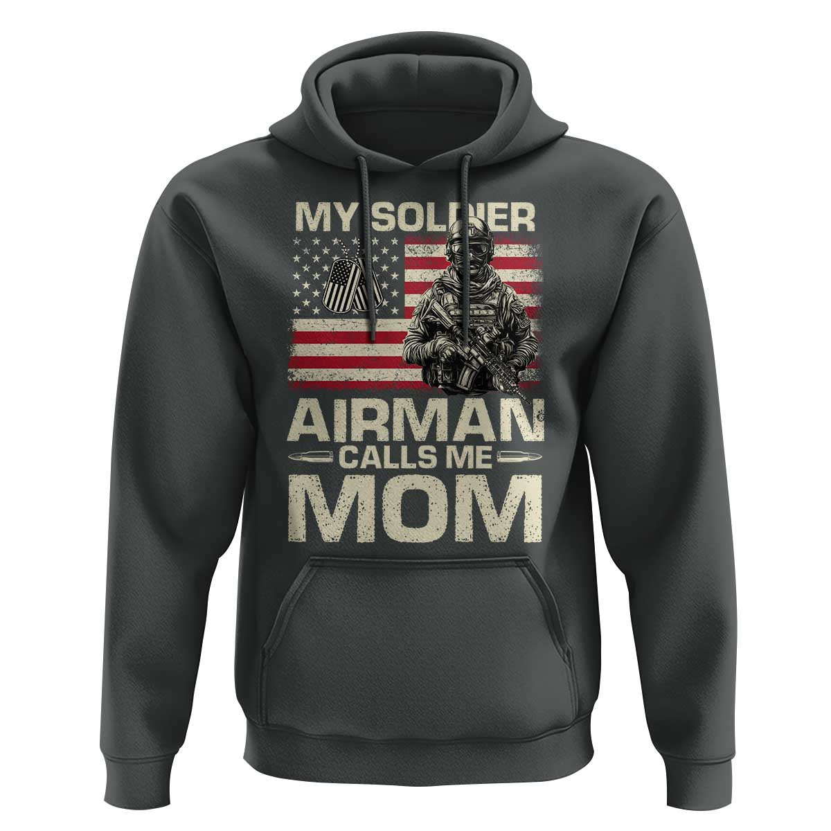 Proud Air Force Mom Hoodie My Soldier Airman Calls Me Mom US Flag - Wonder Print Shop