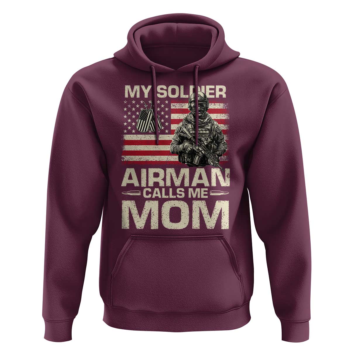Proud Air Force Mom Hoodie My Soldier Airman Calls Me Mom US Flag - Wonder Print Shop