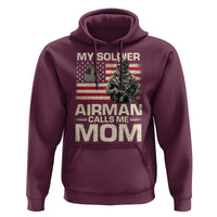 Proud Air Force Mom Hoodie My Soldier Airman Calls Me Mom US Flag - Wonder Print Shop