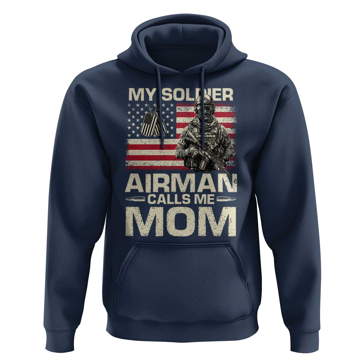 Proud Air Force Mom Hoodie My Soldier Airman Calls Me Mom US Flag - Wonder Print Shop