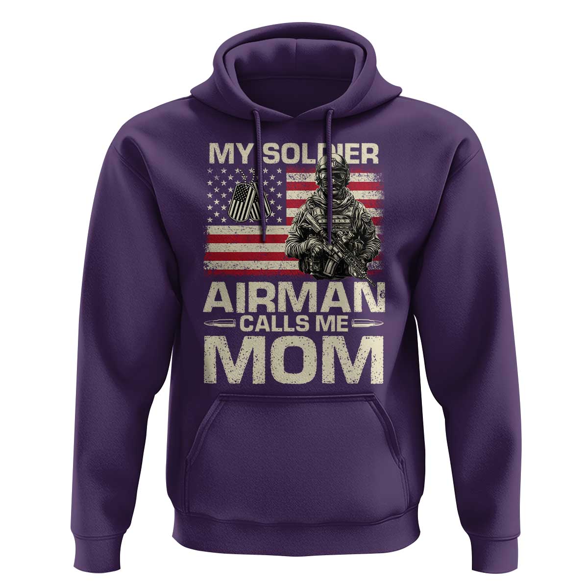 Proud Air Force Mom Hoodie My Soldier Airman Calls Me Mom US Flag - Wonder Print Shop