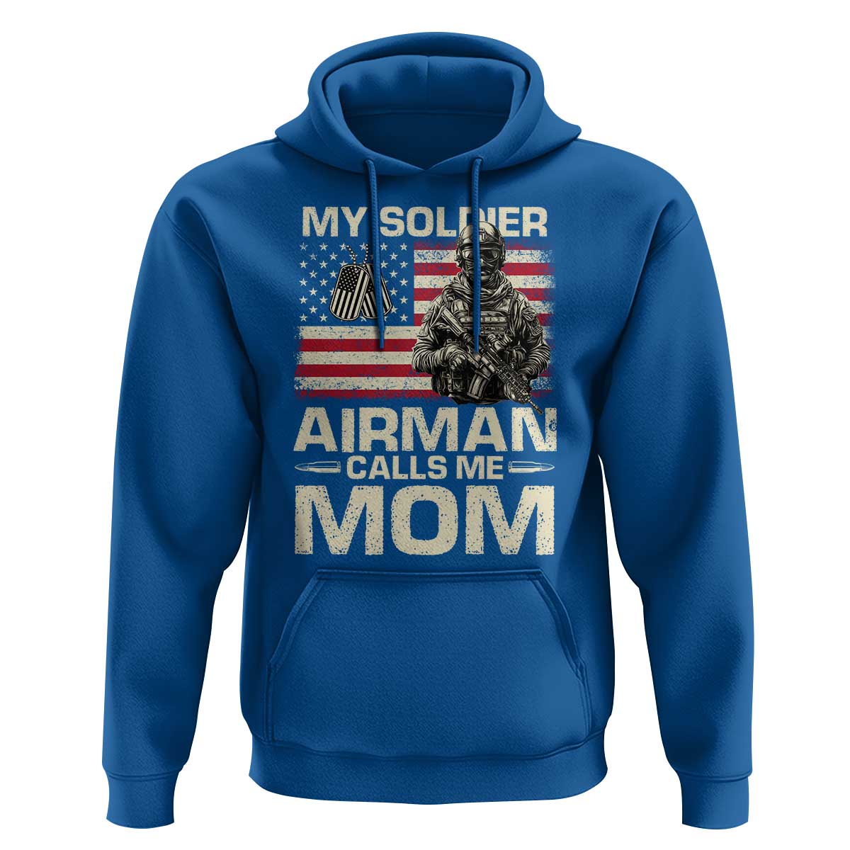 Proud Air Force Mom Hoodie My Soldier Airman Calls Me Mom US Flag - Wonder Print Shop
