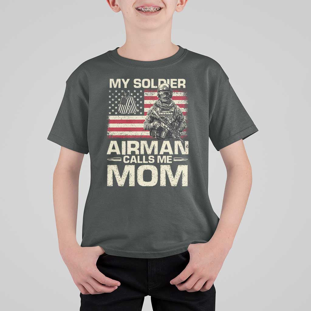 Proud Air Force Mom T Shirt For Kid My Soldier Airman Calls Me Mom US Flag - Wonder Print Shop