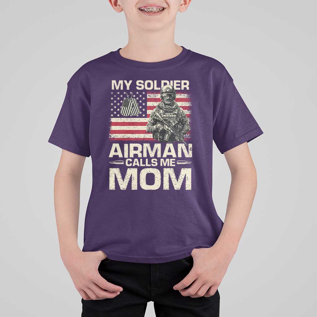 Proud Air Force Mom T Shirt For Kid My Soldier Airman Calls Me Mom US Flag - Wonder Print Shop