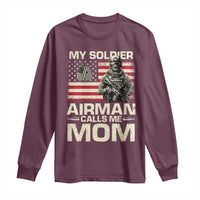 Proud Air Force Mom Long Sleeve Shirt My Soldier Airman Calls Me Mom US Flag - Wonder Print Shop