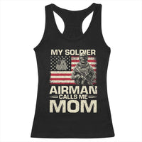 Proud Air Force Mom Racerback Tank Top My Soldier Airman Calls Me Mom US Flag - Wonder Print Shop