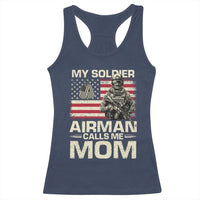 Proud Air Force Mom Racerback Tank Top My Soldier Airman Calls Me Mom US Flag - Wonder Print Shop