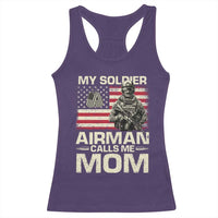 Proud Air Force Mom Racerback Tank Top My Soldier Airman Calls Me Mom US Flag - Wonder Print Shop