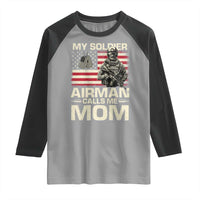 Proud Air Force Mom Raglan Shirt My Soldier Airman Calls Me Mom US Flag - Wonder Print Shop