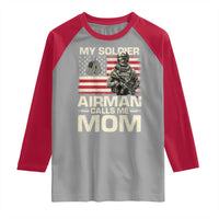 Proud Air Force Mom Raglan Shirt My Soldier Airman Calls Me Mom US Flag - Wonder Print Shop