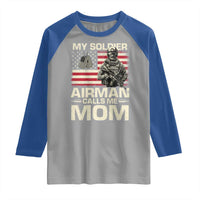 Proud Air Force Mom Raglan Shirt My Soldier Airman Calls Me Mom US Flag - Wonder Print Shop