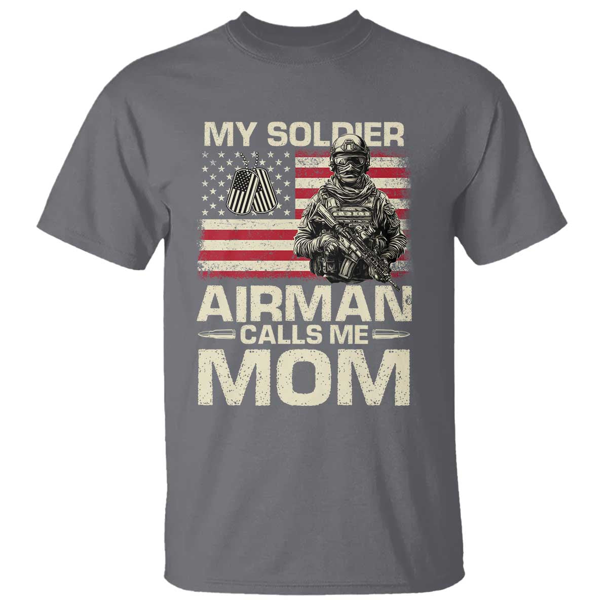Proud Air Force Mom T Shirt My Soldier Airman Calls Me Mom US Flag - Wonder Print Shop