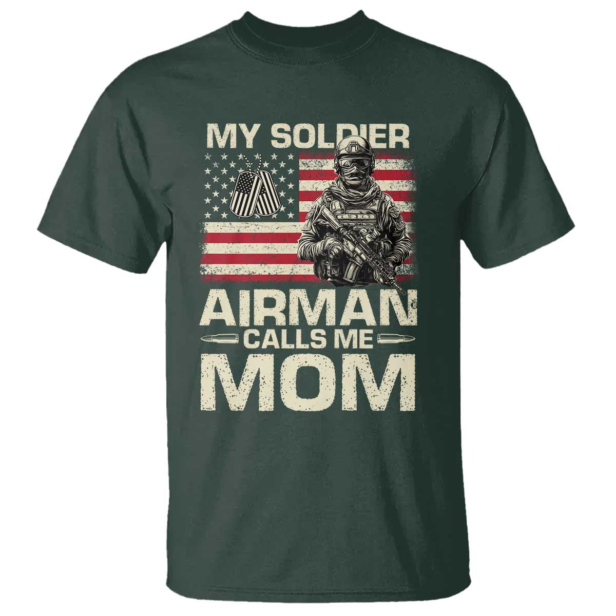 Proud Air Force Mom T Shirt My Soldier Airman Calls Me Mom US Flag - Wonder Print Shop