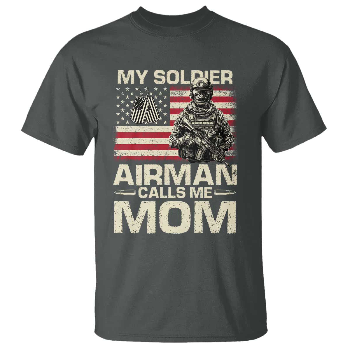 Proud Air Force Mom T Shirt My Soldier Airman Calls Me Mom US Flag - Wonder Print Shop