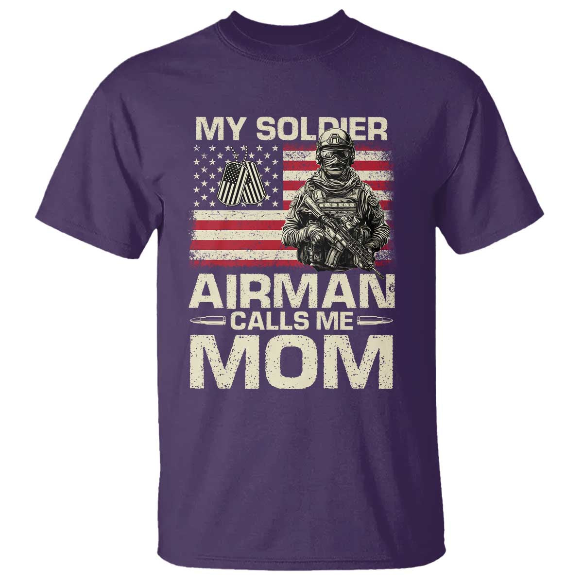 Proud Air Force Mom T Shirt My Soldier Airman Calls Me Mom US Flag - Wonder Print Shop