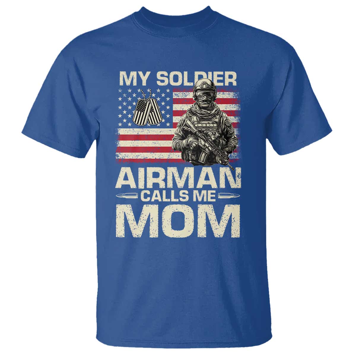 Proud Air Force Mom T Shirt My Soldier Airman Calls Me Mom US Flag - Wonder Print Shop