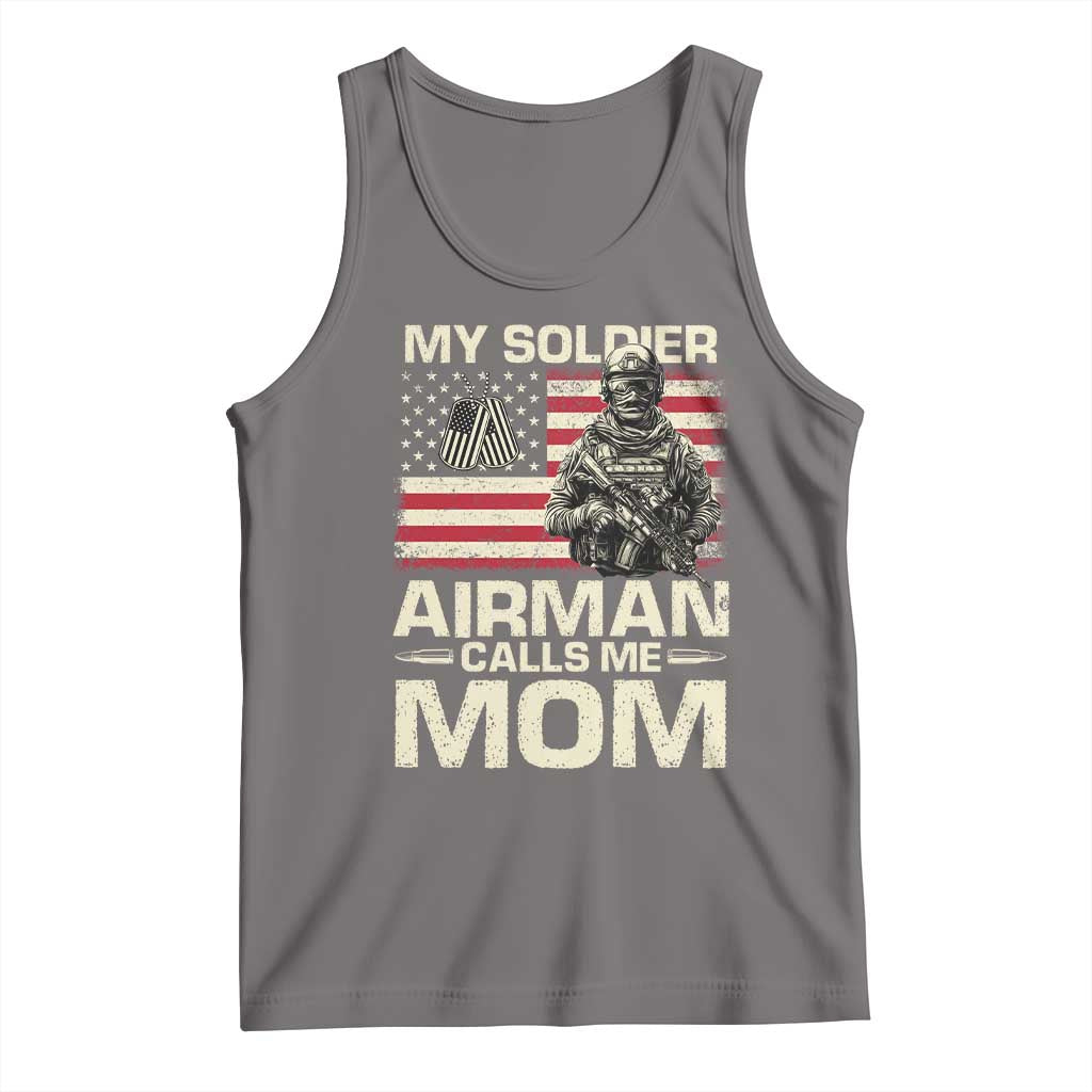 Proud Air Force Mom Tank Top My Soldier Airman Calls Me Mom US Flag - Wonder Print Shop