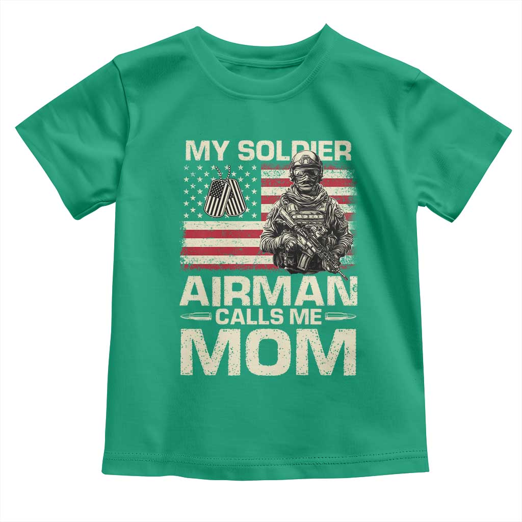 Proud Air Force Mom Toddler T Shirt My Soldier Airman Calls Me Mom US Flag - Wonder Print Shop