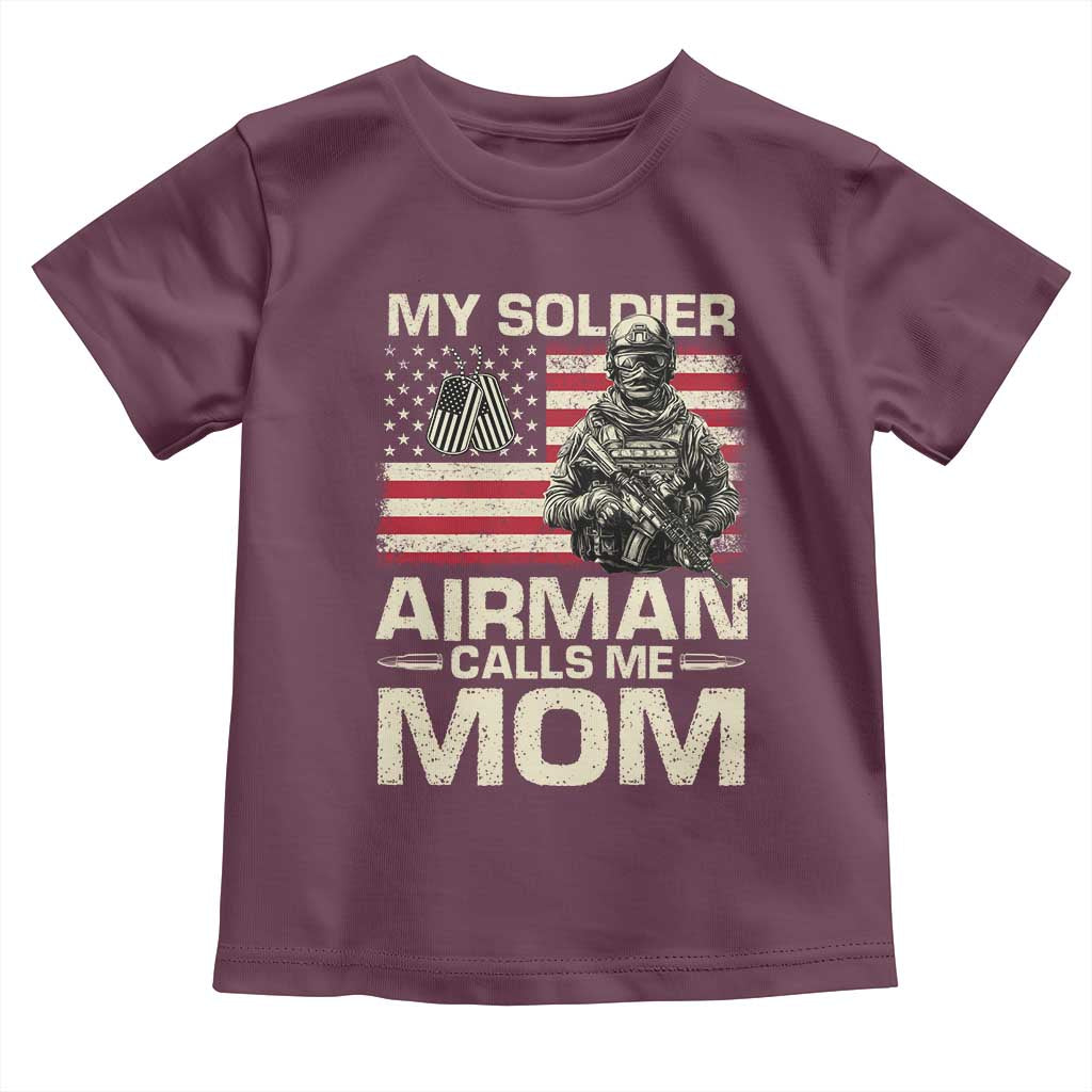 Proud Air Force Mom Toddler T Shirt My Soldier Airman Calls Me Mom US Flag - Wonder Print Shop