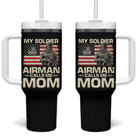 Proud Air Force Mom Tumbler With Handle My Soldier Airman Calls Me Mom US Flag - Wonder Print Shop